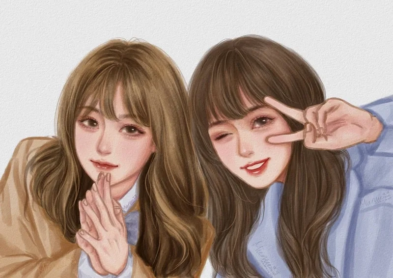 Chọn avatar đôi bạn thân nữ vô tri để thể hiện sự vui nhộn