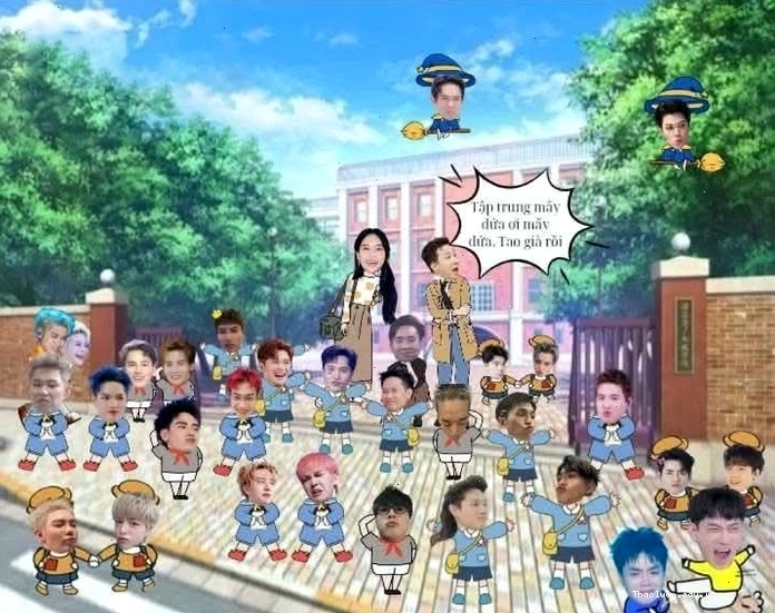 Ảnh Anh Trai Say Hi chibi thể hiện tinh thần đồng đội gắn kết