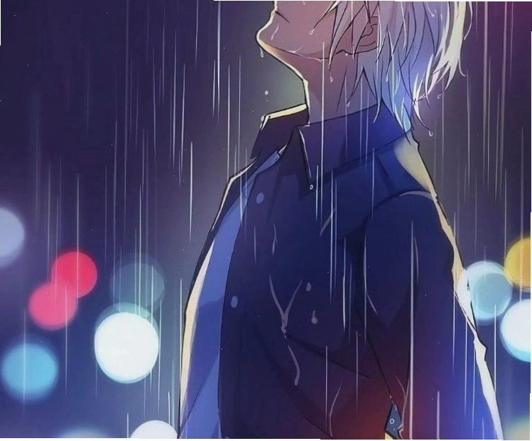 Ảnh anime nam thất tình đứng chết lặng trong mưa