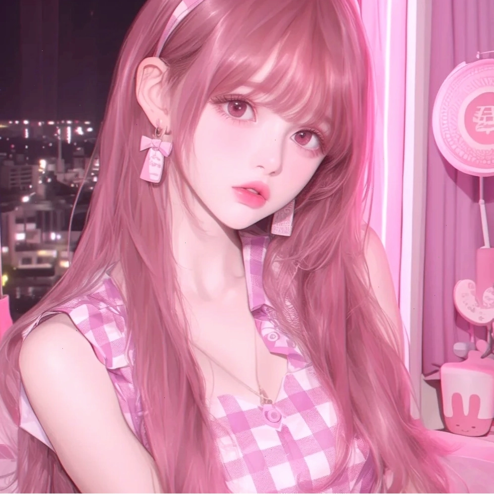 Ảnh anime nữ màu hồng dịu dàng