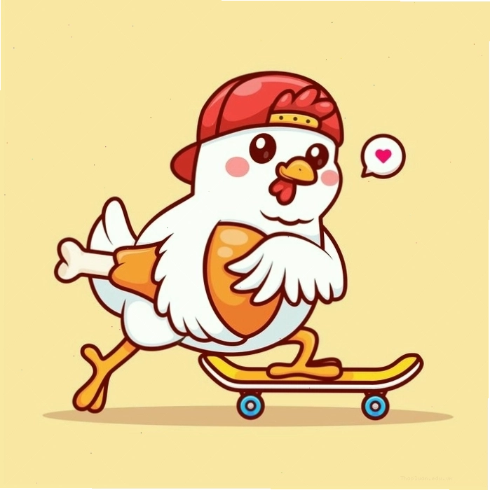 Ảnh con gà chibi cute đáng yêu với đôi mắt to tròn