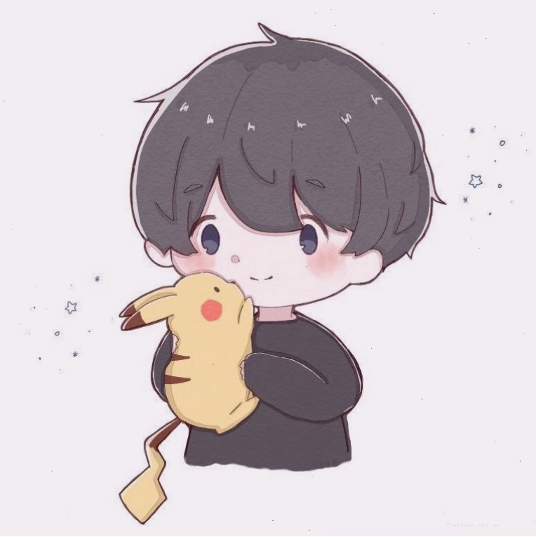 Avatar anime nam cute chibi với nụ cười rạng rỡ và trang phục đơn giản