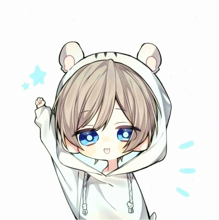 Avatar anime nam cute tóc trắng với đôi mắt xanh biếc và trang phục đơn giản