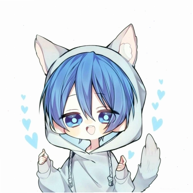 Avatar anime nam cute với vẻ mặt trầm tư và trang phục tối màu