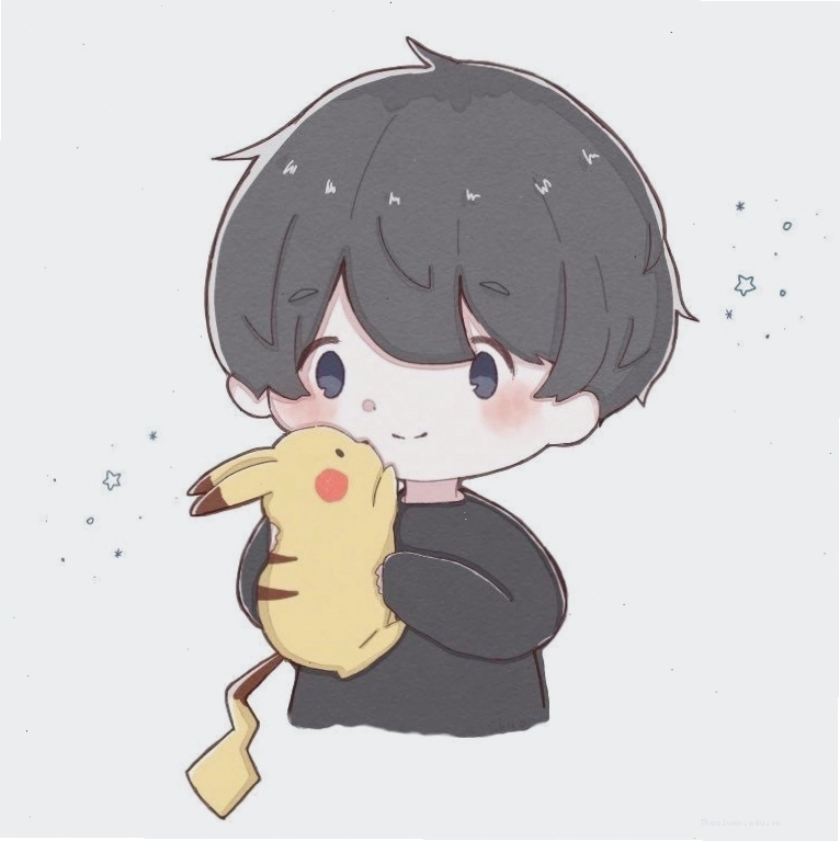 Avatar anime nam với phong cách vẽ chibi đáng yêu và màu sắc tươi sáng