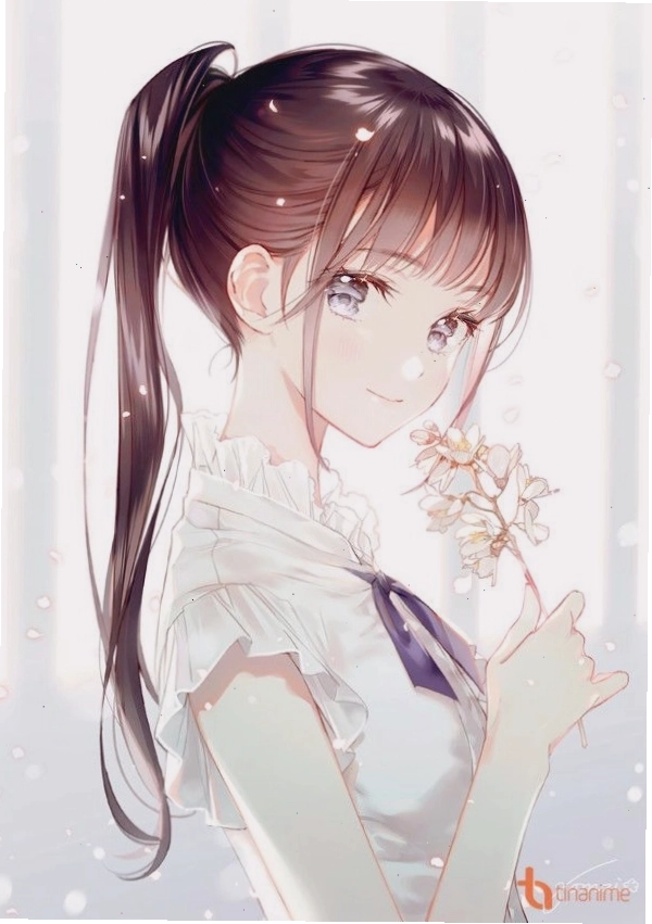 Avatar anime nữ với họa tiết hoa
