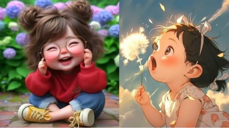 Avatar dễ thương cô bé hồn nhiên thổi cánh hoa bồ công anh