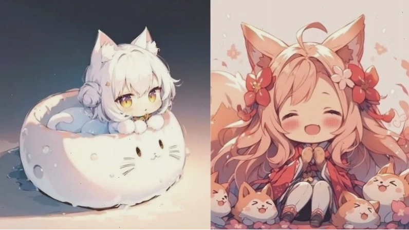 Avatar dễ thương cô gái anime hóa thân thành cáo