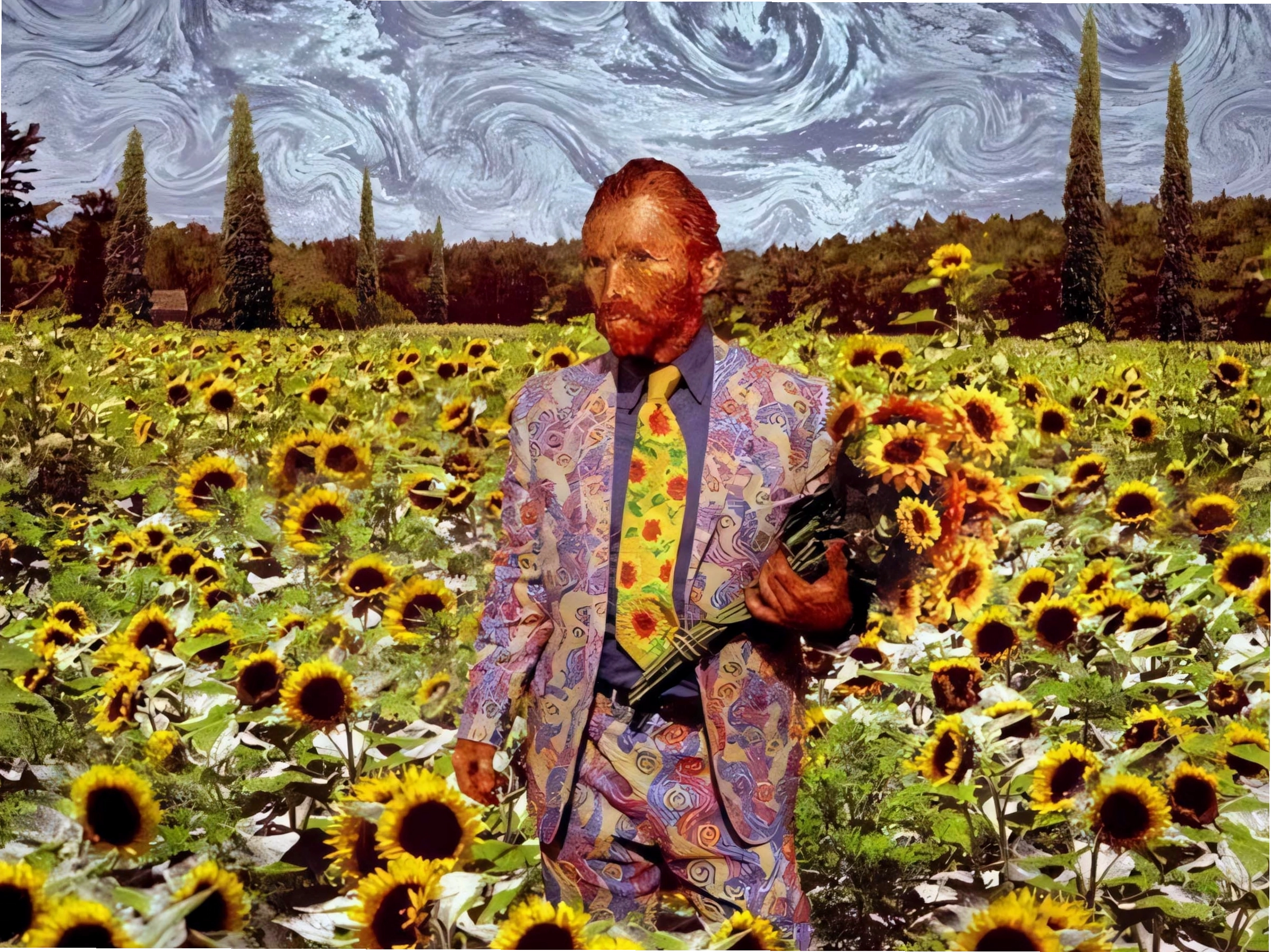 Avatar hoa hướng dương theo phong cách Van Gogh đầy nghệ thuật