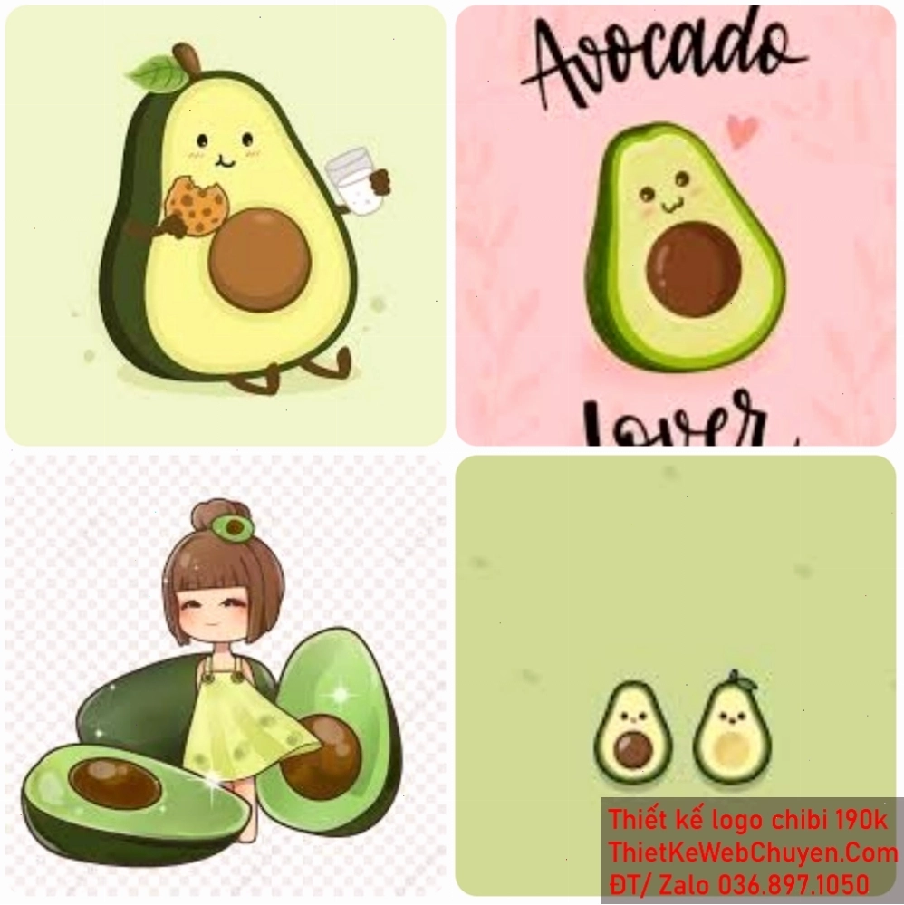 Avatar trái bơ chibi cute đang ngủ gật đáng yêu
