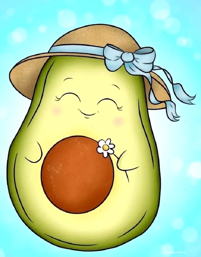 Avatar trái bơ chibi đang cầm một bông hoa nhỏ