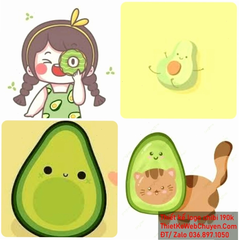 Avatar trái bơ chibi dễ thương với đôi mắt to tròn