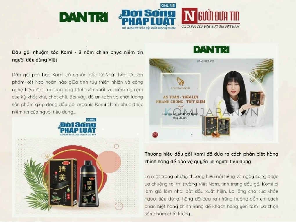 Bao bì sản phẩm lược nhuộm tóc Komi màu đen