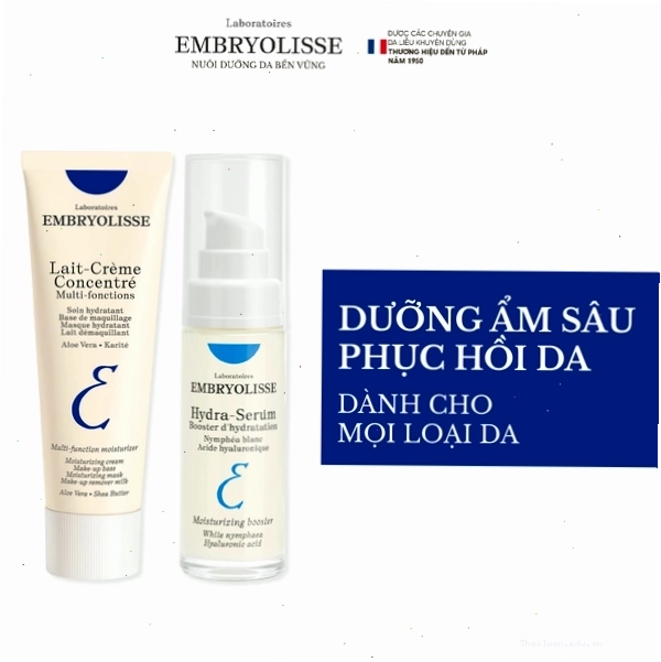 Bộ đôi sản phẩm Embryolisse: Serum HA và Kem dưỡng ẩm phục hồi