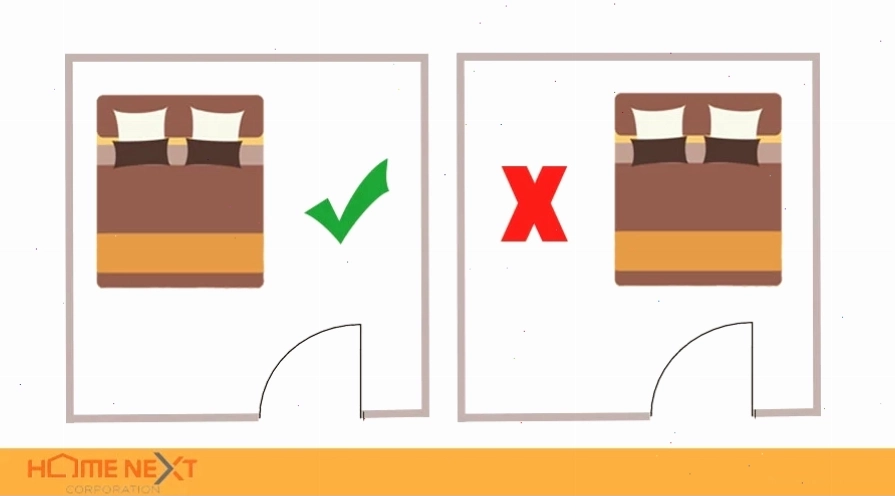 Bố trí giường ngủ hợp phong thủy với hướng nhìn ra cửa