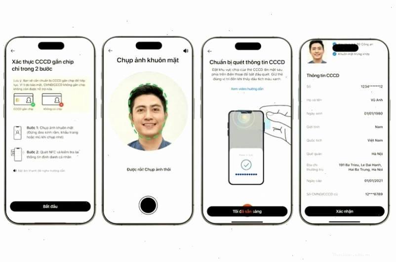 Các bước Quét Thẻ căn cước gắn chip trong quy trình mở tài khoản ngân hàng online
