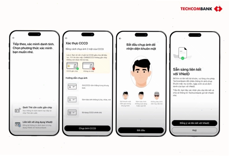 Các bước xác minh danh tính bằng cách liên kết với ứng dụng VNeID khi mở tài khoản ngân hàng