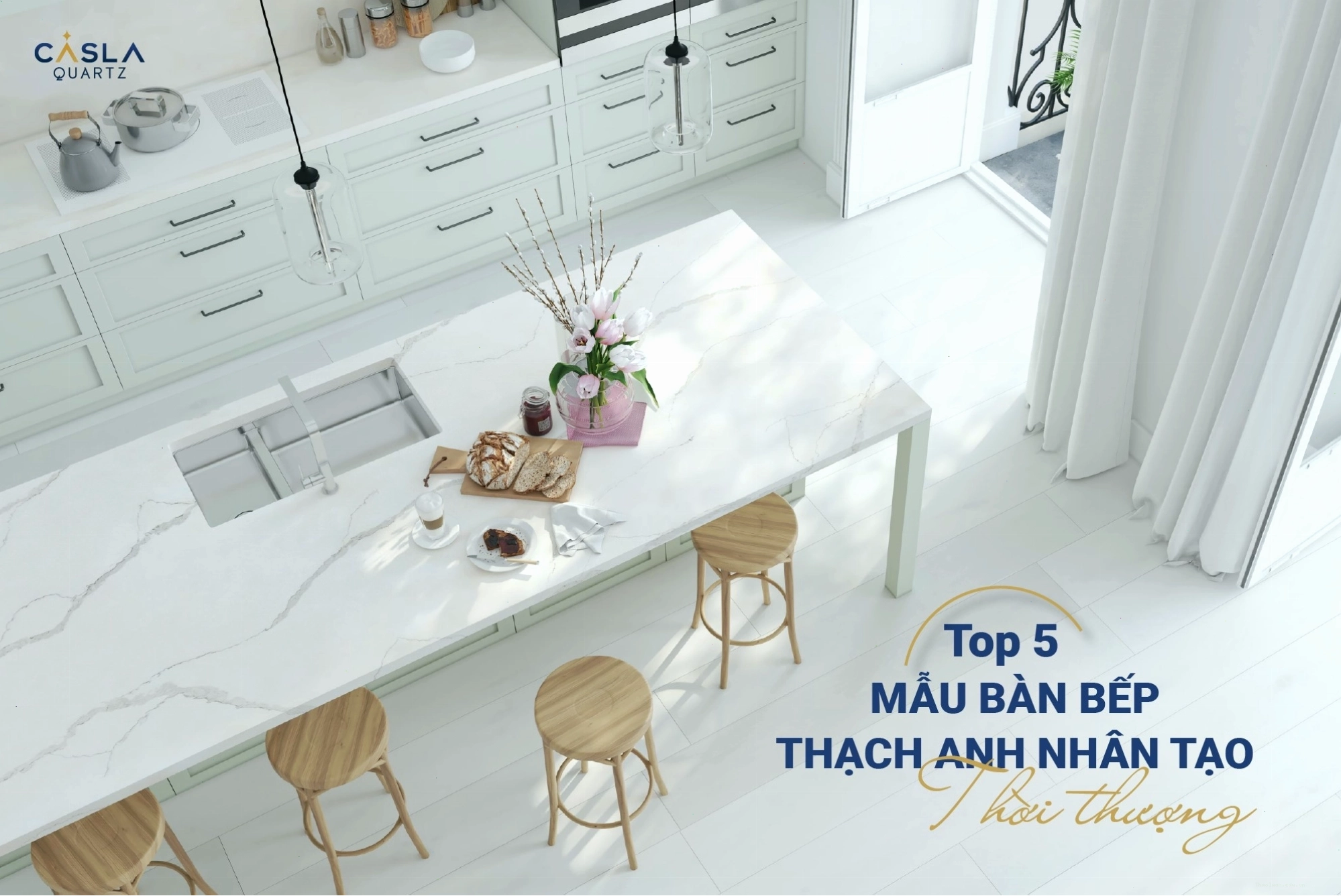 Các mẫu đá nhân tạo vân mây sang trọng cho bàn bếp