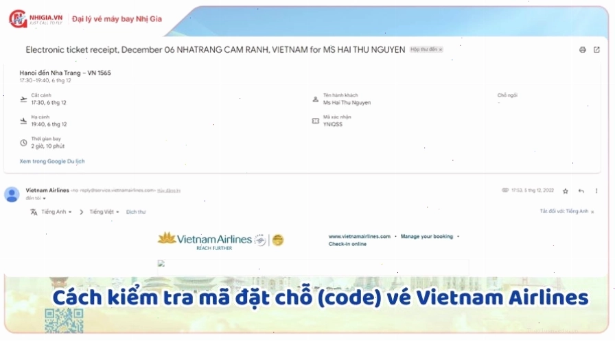 Cách kiểm tra mã đặt chỗ (code) vé Vietnam Airlines