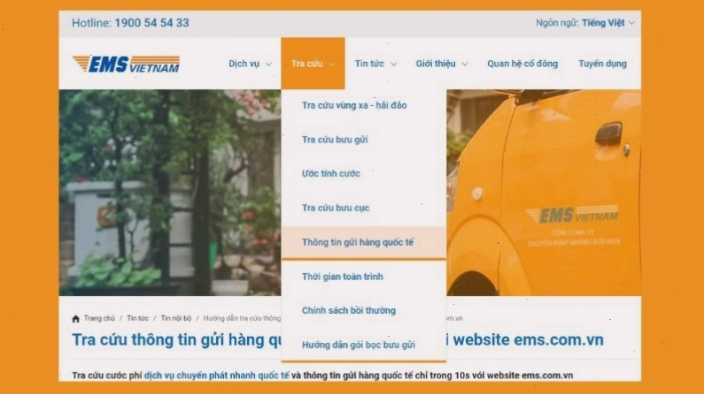 Cách tra cứu vận đơn EMS quốc tế
