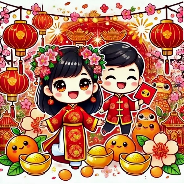 Cặp đôi Chibi đón Tết