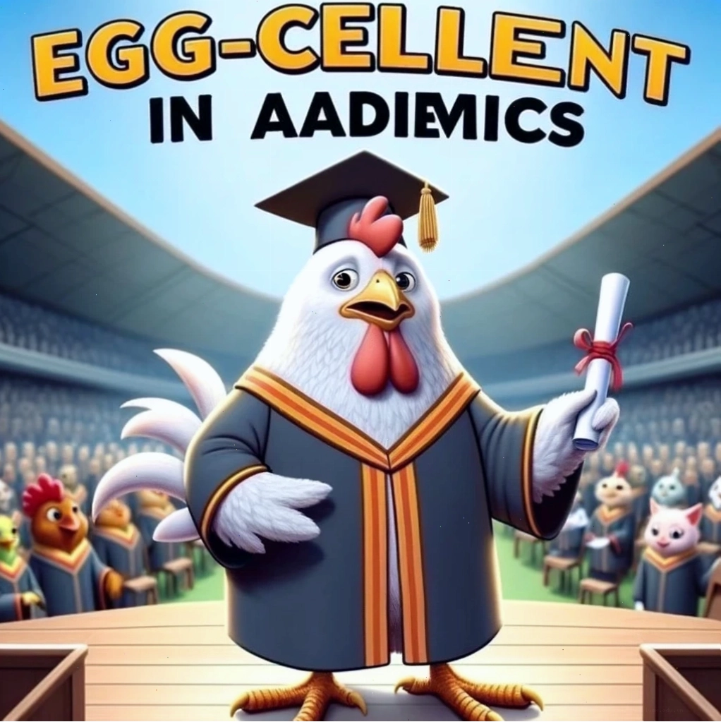 Chú gà tốt nghiệp, một chicken meme hài hước về thành tích