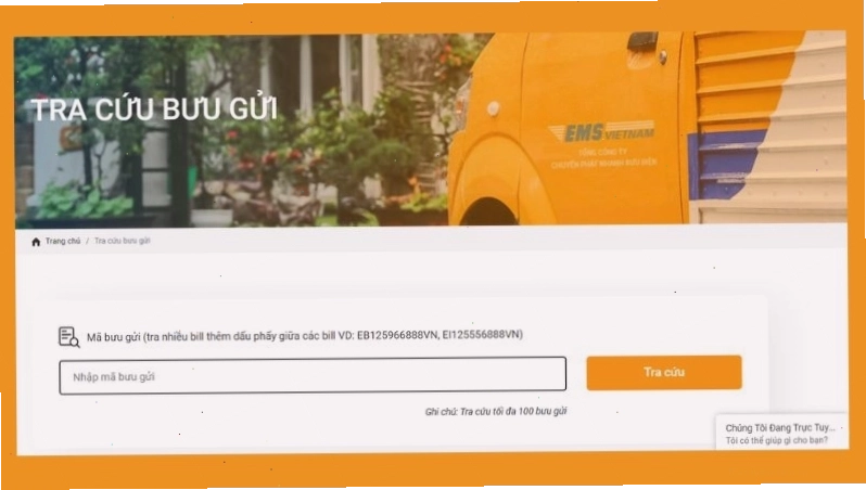 Giao diện tra cứu bưu cục EMS