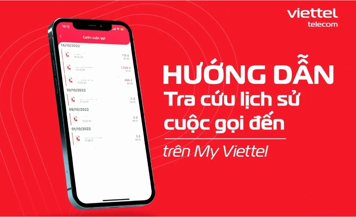 Giao diện tra cứu lịch sử cuộc gọi đến trên ứng dụng My Viettel