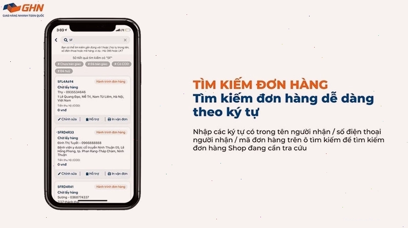 Giao diện tra cứu mã vận đơn GHN trên website