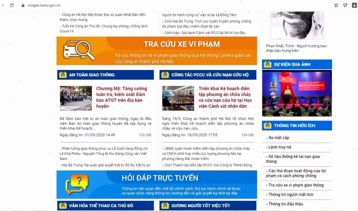Giao diện tra cứu phạt nguội chi tiết