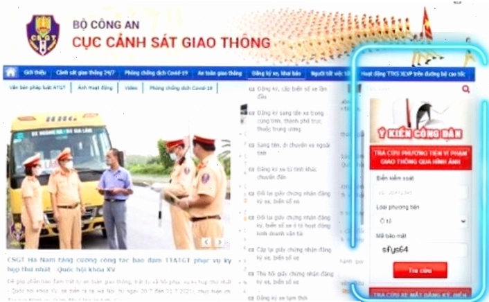 Giao diện tra cứu phạt nguội trên website Cục Cảnh sát Giao thông