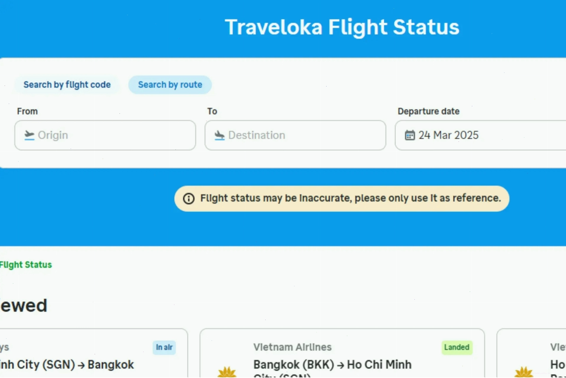 Giao diện tra cứu tình trạng chuyến bay Vietjet