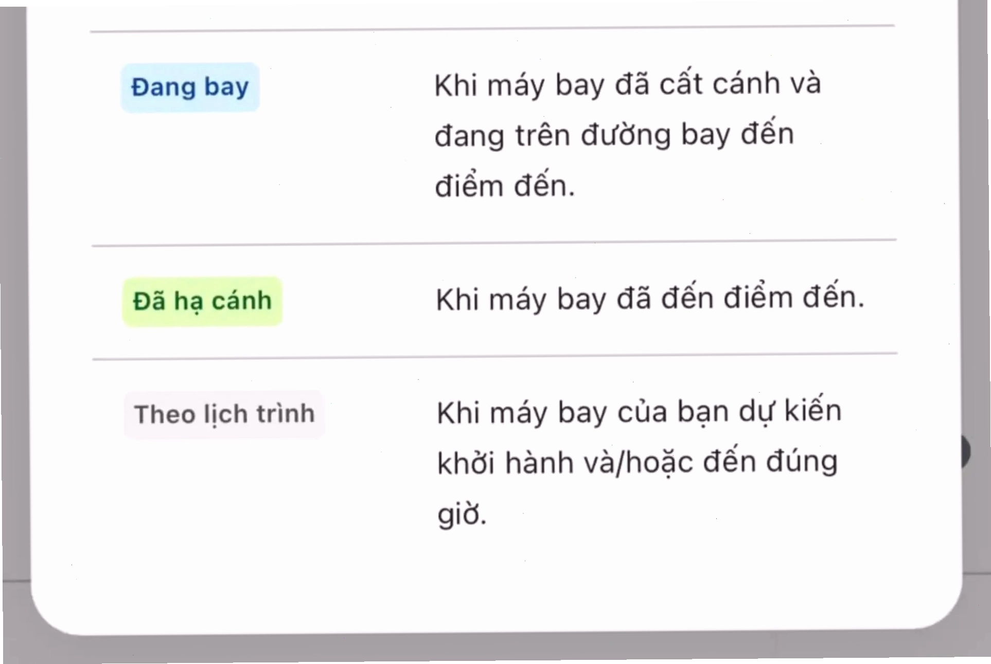 Giao diện tra cứu trạng thái chuyến bay trên Traveloka