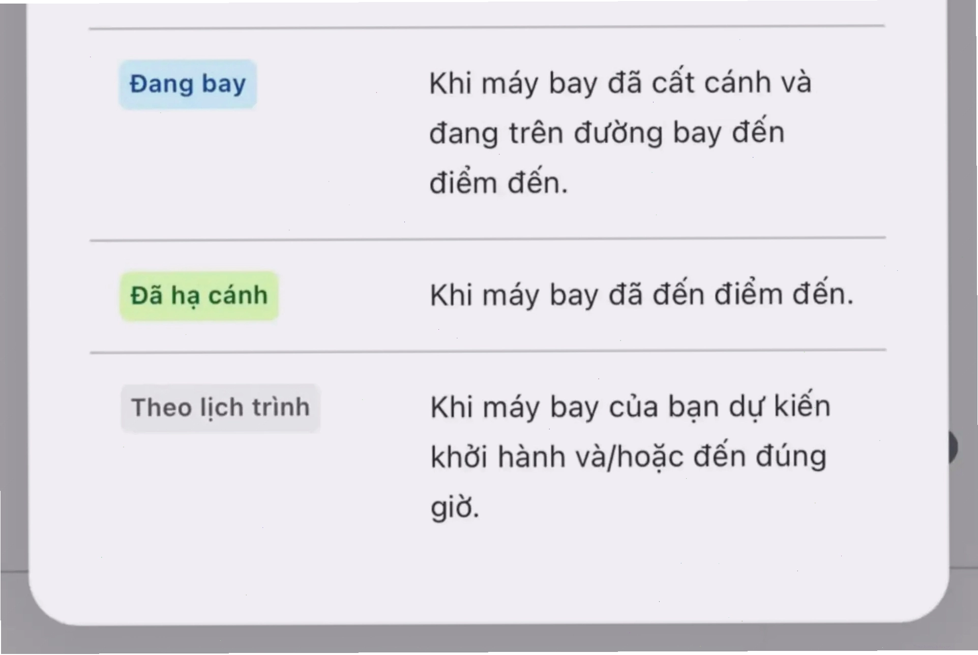 Giao diện tra cứu trạng thái chuyến bay trên Traveloka