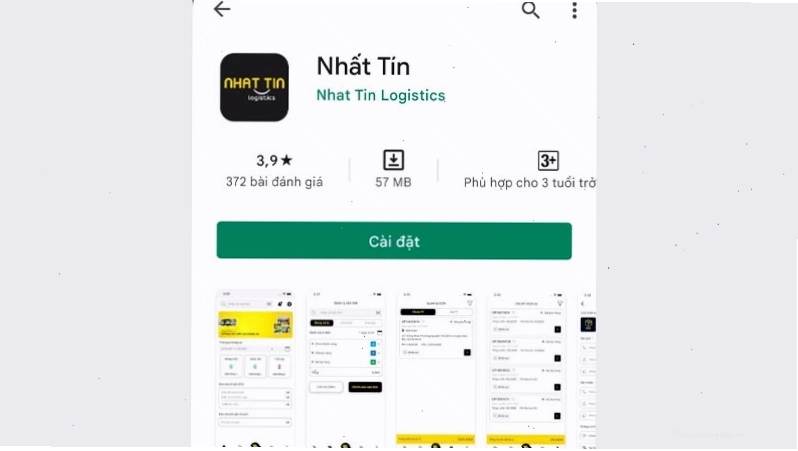 Giao diện ứng dụng Nhất Tín Logistics trên điện thoại