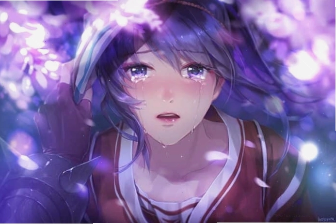 Hình cô gái anime buồn khóc vỡ òa