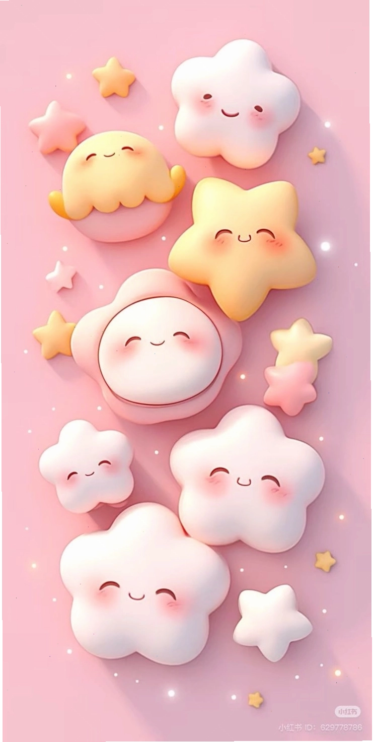 Hình nền điện thoại màu hồng với các icon dễ thương