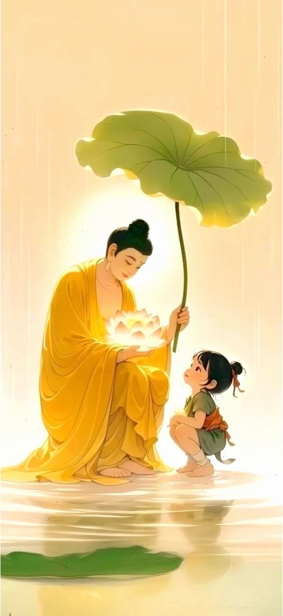 Hình nền điện thoại phong cách tranh vẽ Phật