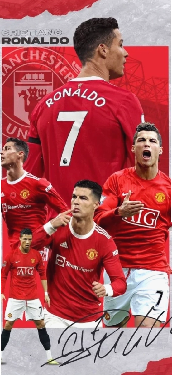 Hình nền điện thoại Ronaldo MU 4K đang sút bóng