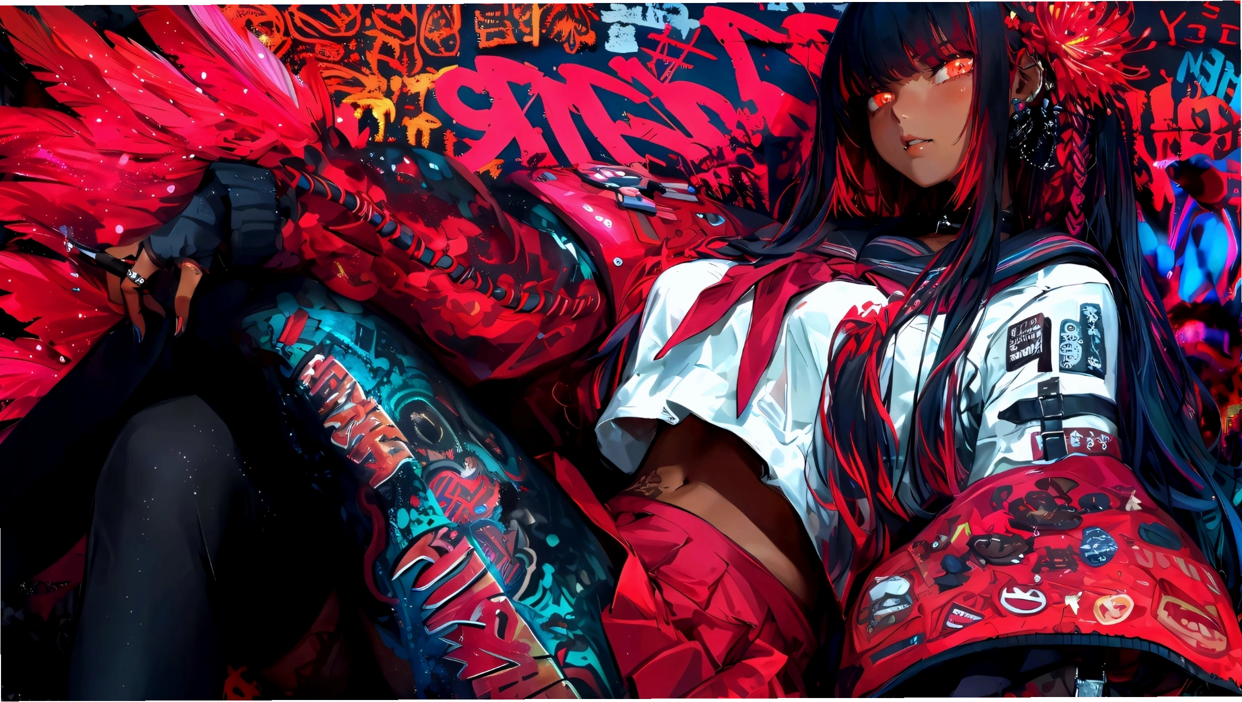 Hình nền máy tính 4k anime ngầu với nhân vật hành động ấn tượng