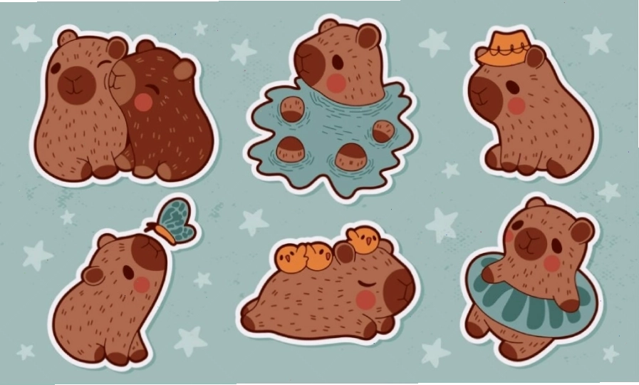 Hình nền máy tính cute capybara ngồi thư giãn