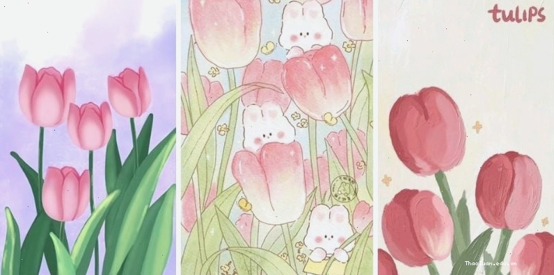 Hình vẽ hoa tulip xanh dương cute