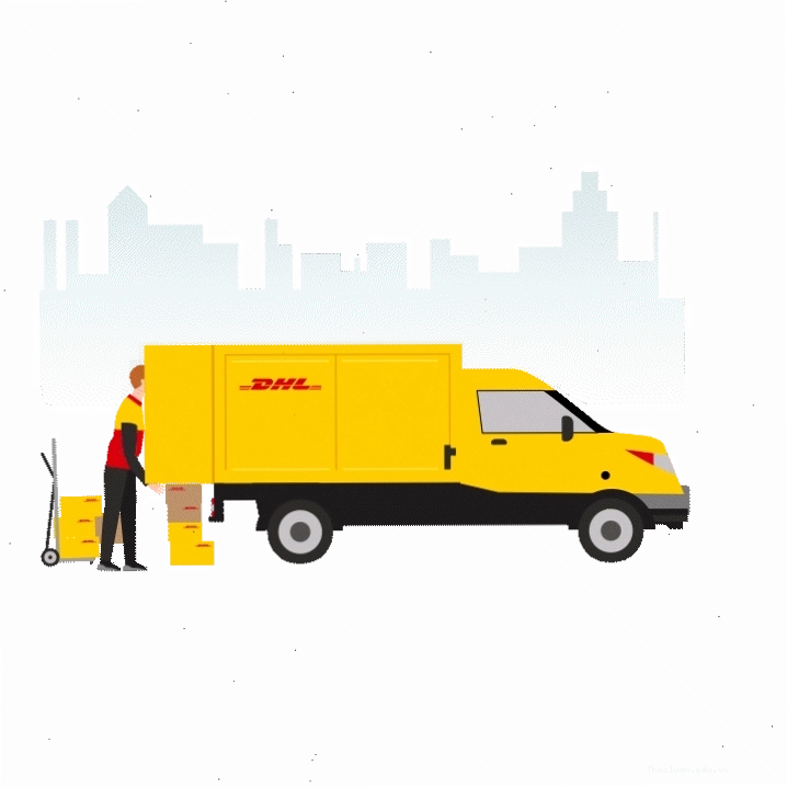 Hoạt ảnh xe tải DHL đang di chuyển