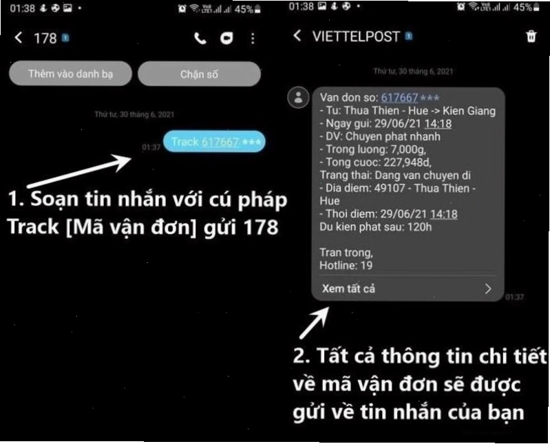 Hướng dẫn tra cứu đơn hàng Viettel Post bằng tin nhắn SMS