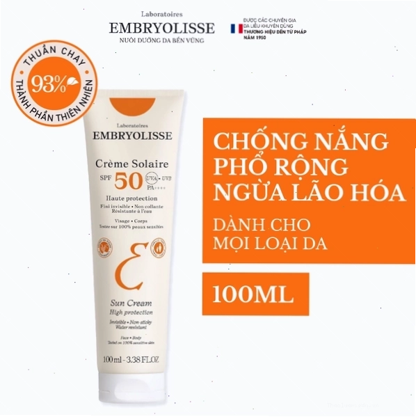 Kem chống nắng Embryolisse bảo vệ da khỏi tia UV