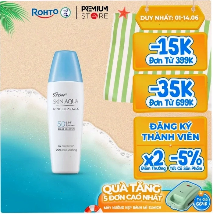 Kem chống nắng Skin Aqua Acne Clear dạng sữa dành cho da dầu mụn