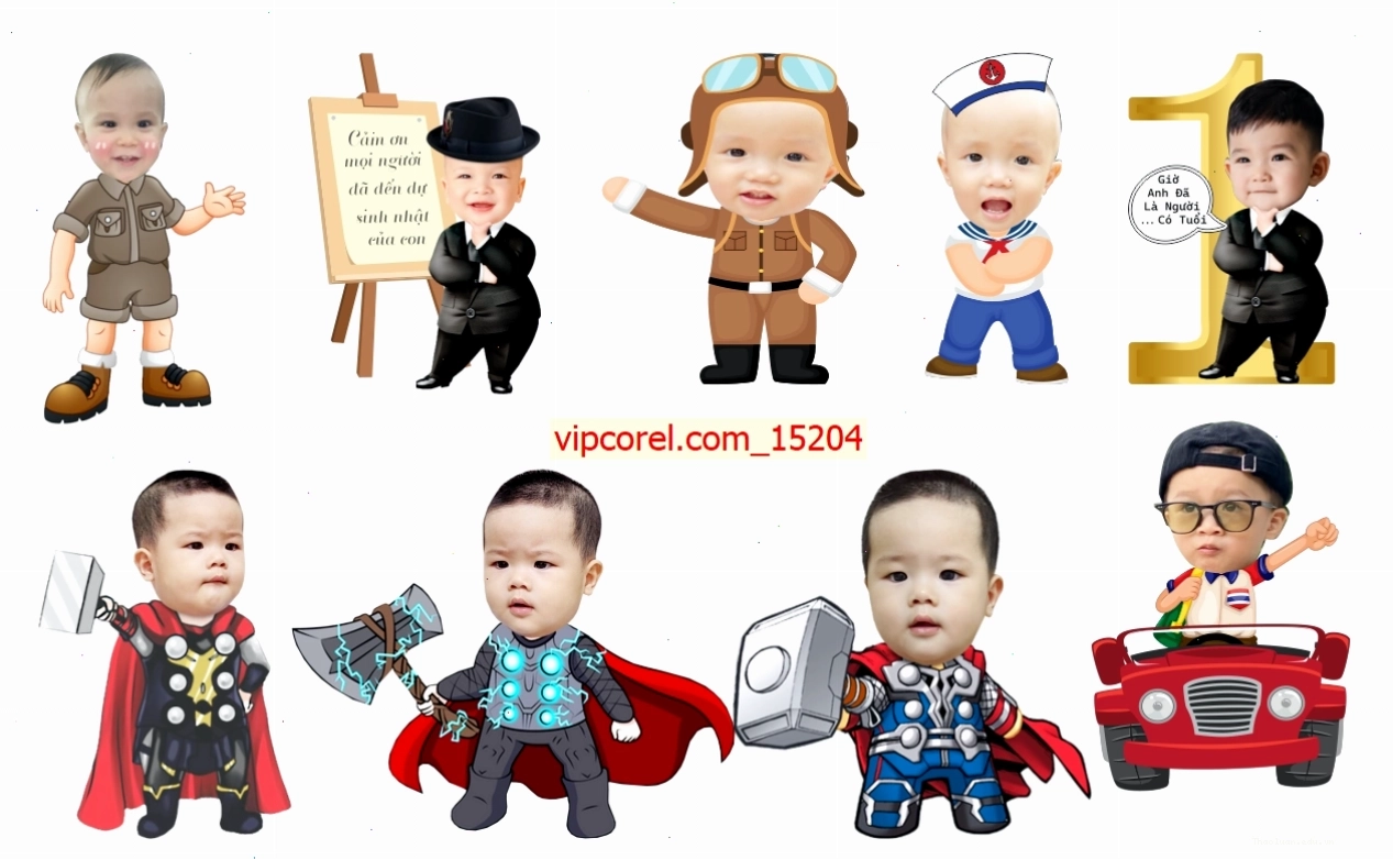 Mẫu ảnh chibi ghép đầu cho bé trai hóa thân thành siêu anh hùng