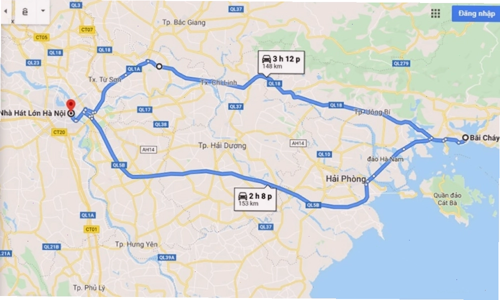 Một số lộ trình phổ biến đi từ Hà Nội đến Bãi Cháy - Hạ Long