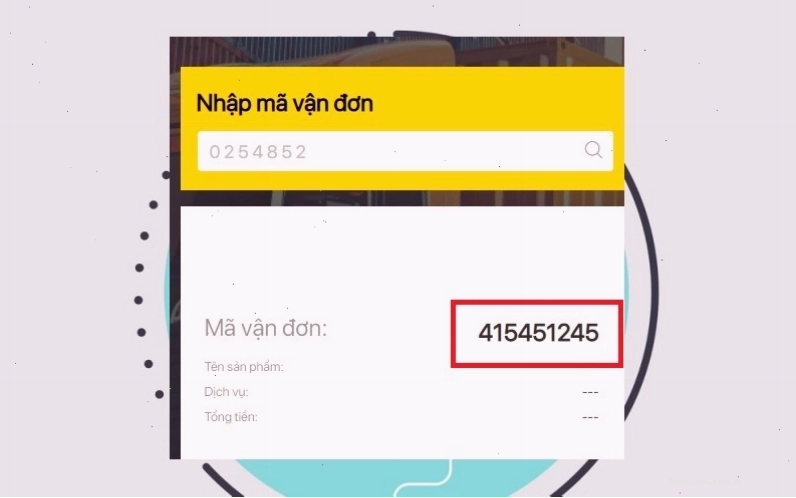 Nhập mã vận đơn và tiến hành tra cứu