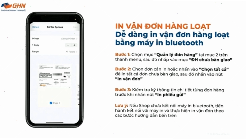 Quy trình in vận đơn GHN